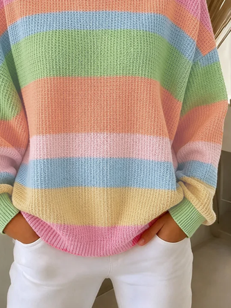 Casual Striped Crew Neck Long Sleeve Sweatshirt 3 Casual Striped Crew Neck Long Sleeve Sweatshirt - Image 3