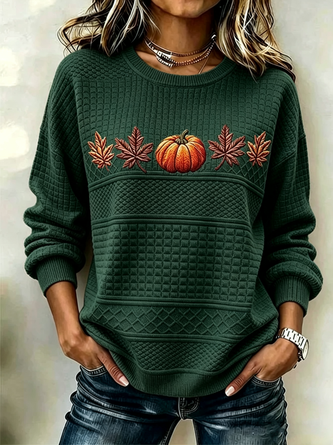 Casual Crew Neck Maple Leaf Sweatshirt Printing 3 Casual Crew Neck Maple Leaf Sweatshirt Printing - Image 3
