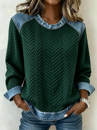 Vintage Abstract Stripes Crew Neck Long Sleeve Sweatshirt - Image 3