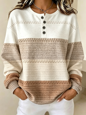 Casual Henley Collar Geometric Sweatshirt - Image 3