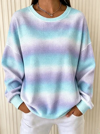Casual Striped Crew Neck Long Sleeve Sweatshirt