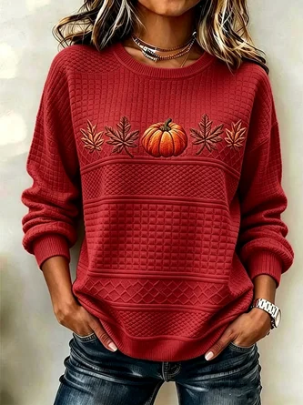 Casual Crew Neck Maple Leaf Sweatshirt Printing 4 Casual Crew Neck Maple Leaf Sweatshirt Printing - Image 4