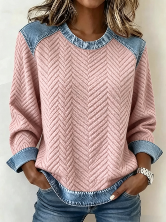 Vintage Abstract Stripes Crew Neck Long Sleeve Sweatshirt - Image 2