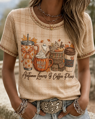 Vintage Floral Crew Neck Short Sleeve T-shirt - Image 2