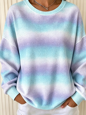 Casual Striped Crew Neck Long Sleeve Sweatshirt - Image 2