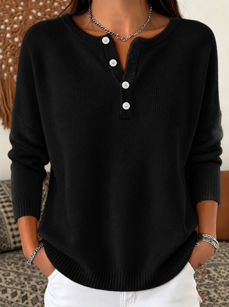 Vintage Plain Henley Collar Long Sleeve Sweatshirt 2 Vintage Plain Henley Collar Long Sleeve Sweatshirt - Image 2