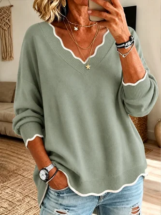 Regular Fit Simple Plain Knit Top - Image 2