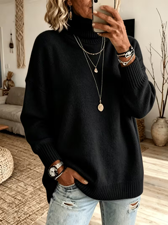 Women Plain Long Sleeve Comfy Casual Sweater - Image 8