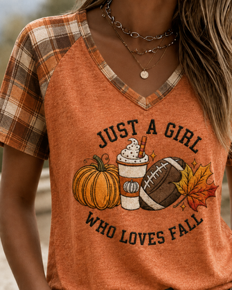 Vintage Plaid V Neck Short Sleeve T-shirt - Image 2