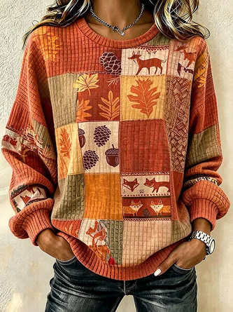 Casual Abstract Crew Neck Long Sleeve Sweatshirt 1 Casual Abstract Crew Neck Long Sleeve Sweatshirt