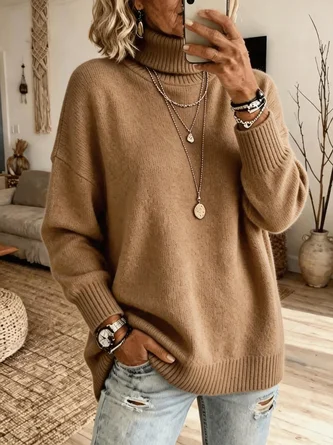 Women Plain Long Sleeve Comfy Casual Sweater - Image 6