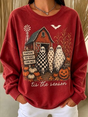 Casual Crew Neck Text Letters Sweatshirt - Image 4