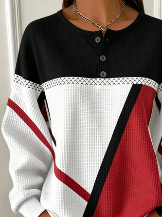Casual Abstract Crew Neck Long Sleeve Sweatshirt - Image 2