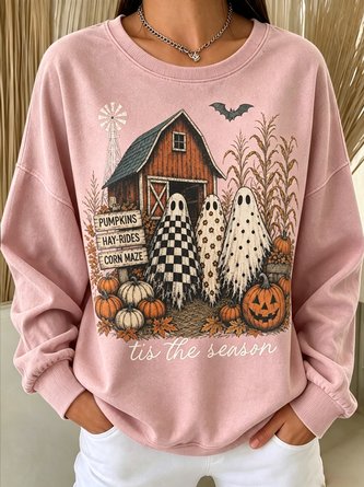 Casual Crew Neck Text Letters Sweatshirt - Image 3