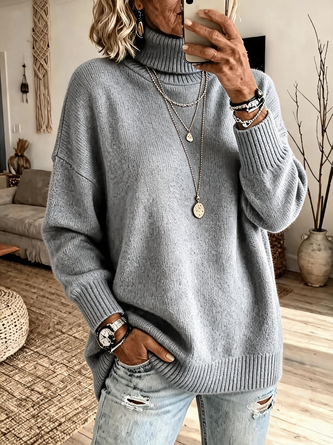 Women Plain Long Sleeve Comfy Casual Sweater - Image 5