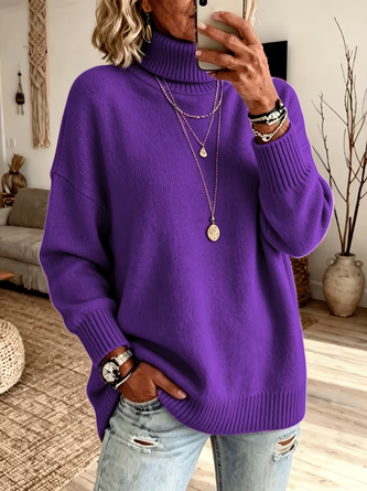 Women Plain Long Sleeve Comfy Casual Sweater - Image 7