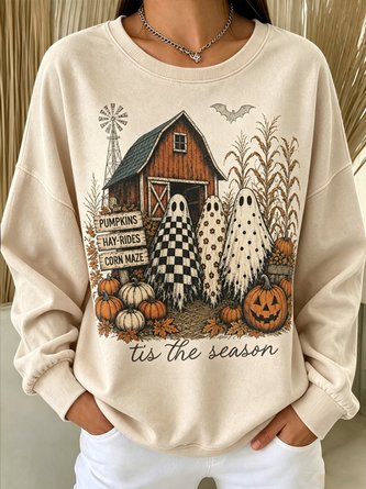 Casual Crew Neck Text Letters Sweatshirt - Image 2