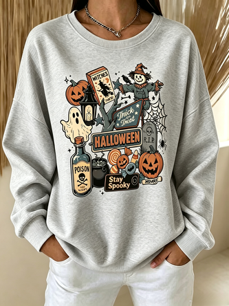 Casual Crew Neck Cartoon Sweatshirt - Image 3