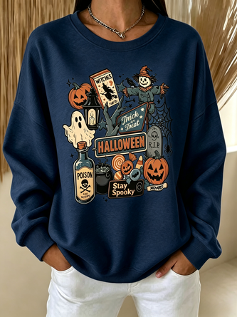 Casual Crew Neck Cartoon Sweatshirt - Image 5