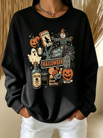 Casual Crew Neck Cartoon Sweatshirt - Image 6