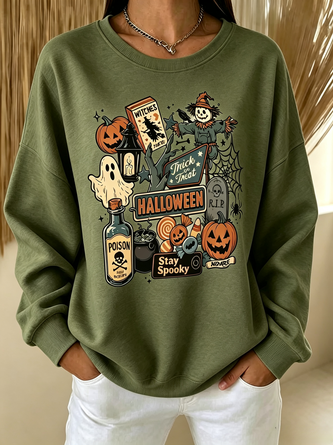 Casual Crew Neck Cartoon Sweatshirt - Image 4