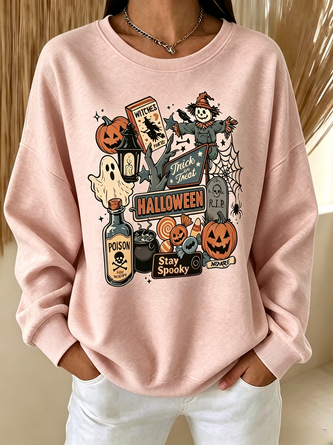 Casual Crew Neck Cartoon Sweatshirt - Image 2