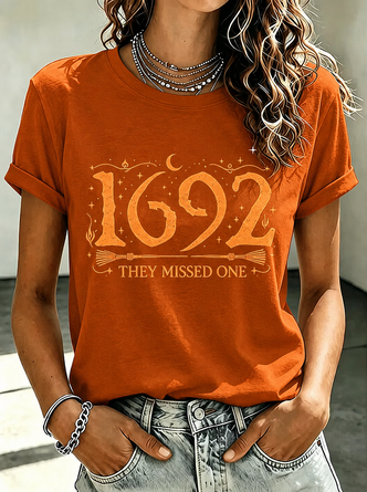 Halloween Casual 1692 Printing Crew Neck Short Sleeve T-shirt