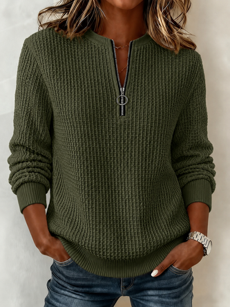 Casual Geometric Half Open Collar Long Sleeve Sweatshirt 4 Casual Geometric Half Open Collar Long Sleeve Sweatshirt - Image 4