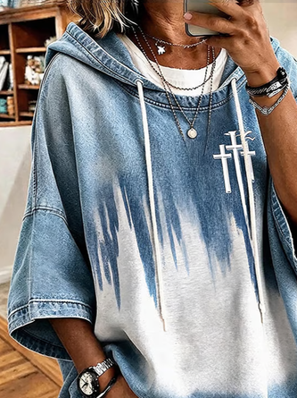 Casual Cross Hoodie Half Sleeve Hoodie - Image 2