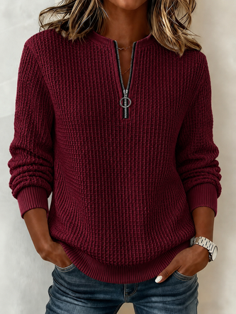 Casual Geometric Half Open Collar Long Sleeve Sweatshirt 5 Casual Geometric Half Open Collar Long Sleeve Sweatshirt - Image 5