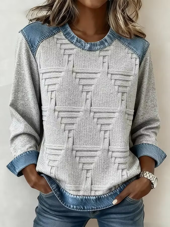 Casual Abstract Graphic Crew Neck Long Sleeve Sweatshirt - Image 3