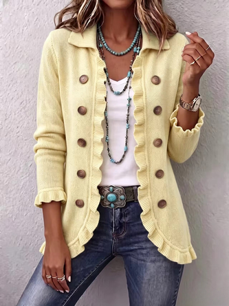 Women Plain Long Sleeve Comfy Vintage Cardigan - Image 3