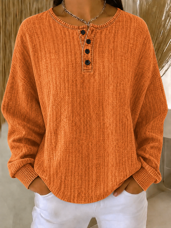 Casual Plain Henley Collar Long Sleeve Sweatshirt 3 Casual Plain Henley Collar Long Sleeve Sweatshirt - Image 3