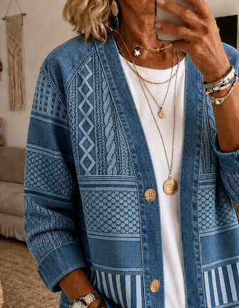 Women Spring/Fall Outerwear Casual Printing Abstract Graphic Long Sleeve Jacket - Image 2