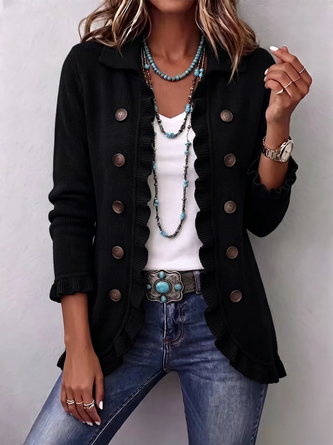 Women Plain Long Sleeve Comfy Vintage Cardigan - Image 4