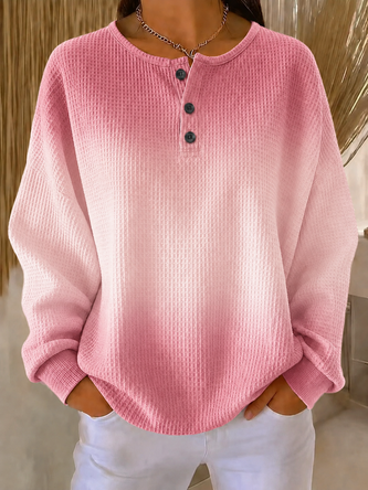 Casual Ombre Henley Collar Long Sleeve Sweatshirt - Image 3