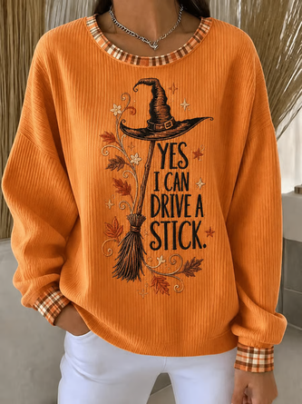Casual Text Letters Crew Neck Long Sleeve Sweatshirt