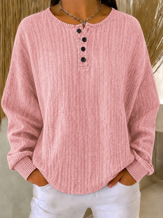 Casual Plain Henley Collar Long Sleeve Sweatshirt 2 Casual Plain Henley Collar Long Sleeve Sweatshirt - Image 2