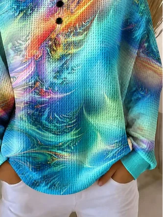 Casual Abstract Crew Neck Long Sleeve Sweatshirt - Image 3