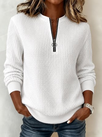 Casual Geometric Half Open Collar Long Sleeve Sweatshirt 2 Casual Geometric Half Open Collar Long Sleeve Sweatshirt - Image 2