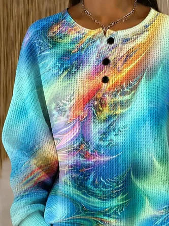 Casual Abstract Crew Neck Long Sleeve Sweatshirt - Image 2