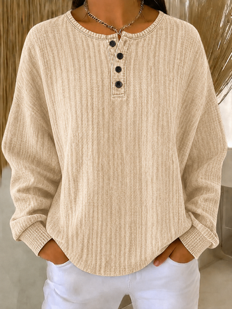 Casual Plain Henley Collar Long Sleeve Sweatshirt 4 Casual Plain Henley Collar Long Sleeve Sweatshirt - Image 4