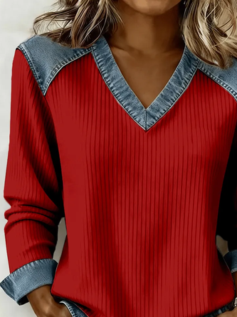 Vintage Plain V Neck Long Sleeve Sweatshirt 2 Vintage Plain V Neck Long Sleeve Sweatshirt - Image 2