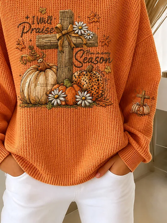 Casual Halloween (pumpkin) Crew Neck Long Sleeve Sweatshirt - Image 3