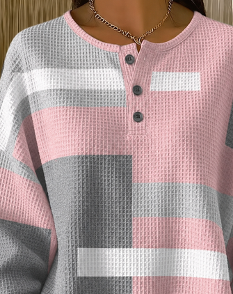 Casual Abstract Henley Collar Long Sleeve Sweatshirt - Image 8