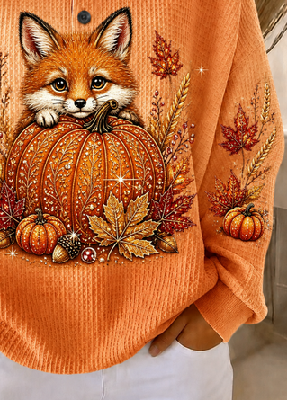 Casual Animal Henley Collar Long Sleeve Sweatshirt - Image 3