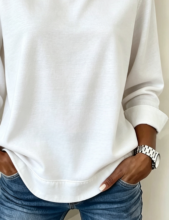 Casual Plain Crew Neck Long Sleeve Sweatshirt - Image 10