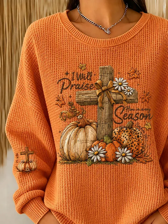 Casual Halloween (pumpkin) Crew Neck Long Sleeve Sweatshirt - Image 2