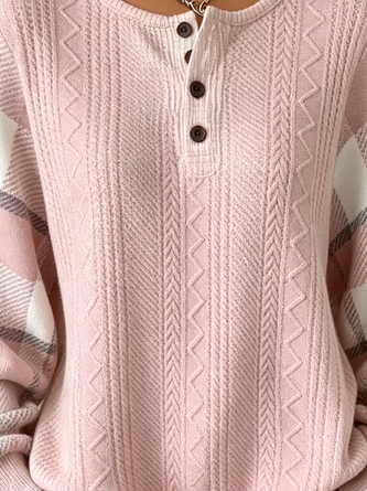 Casual Geometric Henley Collar Long Sleeve Sweatshirt - Image 3