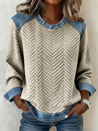 Vintage Abstract Stripes Crew Neck Long Sleeve Sweatshirt - Image 7